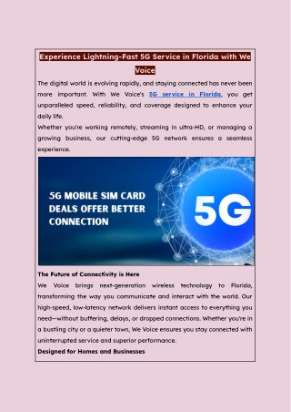 Experience Lightning-Fast 5G Service in Florida with We Voice