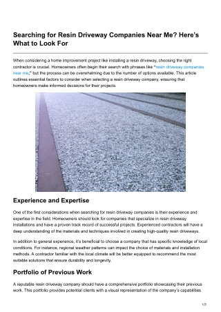 Searching for Resin Driveway Companies Near Me Here’s What to Look For