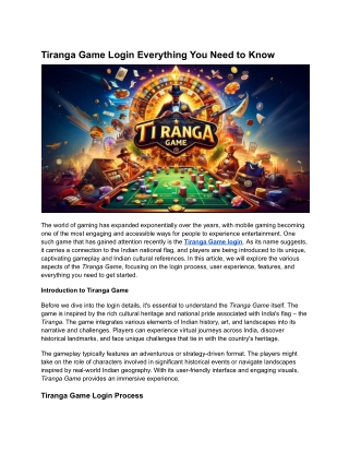 tiranga game login