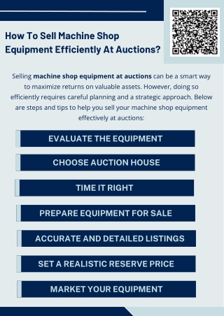 how to sell machine shop equipment efficiently