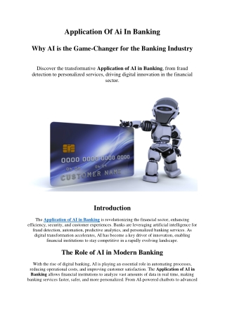 application of ai in banking why ai is the game