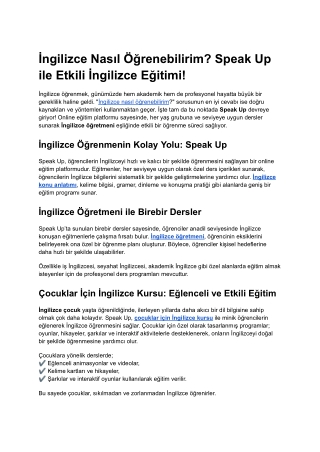 İngilizce Nasıl Öğrenebilirim