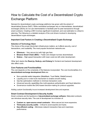 how to calculate the cost of a decentralized