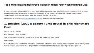 Top 5 Mind-Blowing Hollywood Movies in Hindi: Your Weekend Binge List!