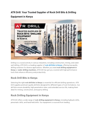 atr drill your trusted supplier of rock drill