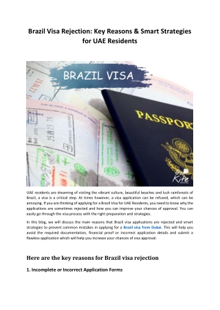Brazil Visa Rejection  Key Reasons & Smart Strategies for UAE Residents