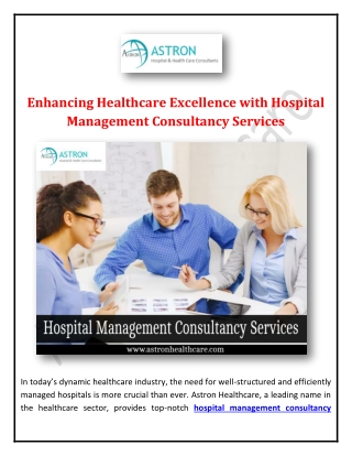Enhancing Healthcare Excellence with Hospital Management Consultancy Services