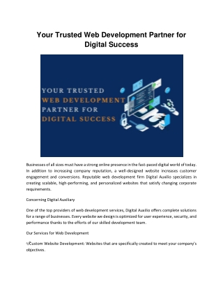Your Trusted Web Development Partner for Digital Success