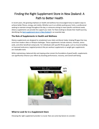 Finding the Right Supplement Store in New Zealand A Path to Better Health