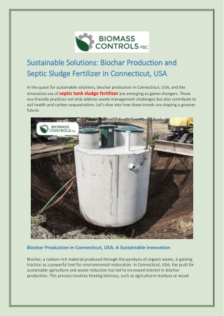 Sustainable Solutions Biochar Production and Septic Sludge Fertilizer in Connecticut, USA