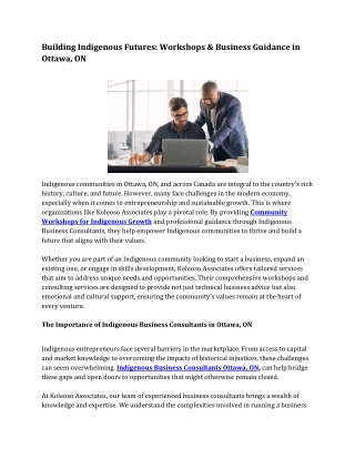 Building Indigenous Futures Workshops & Business Guidance in Ottawa, ON