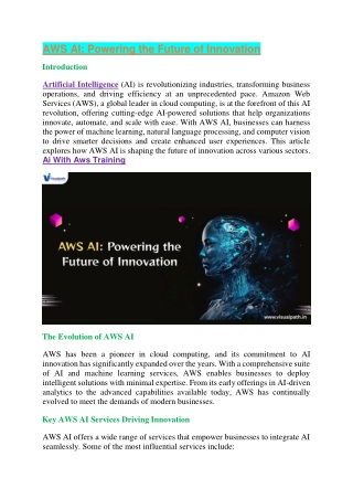 aws ai powering the future of innovation