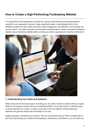 how to create a high performing fundraising