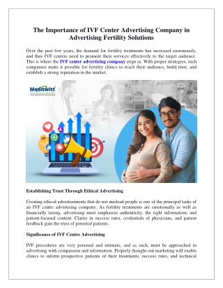 The Importance of IVF Center Advertising Company in Advertising Fertility Solutions