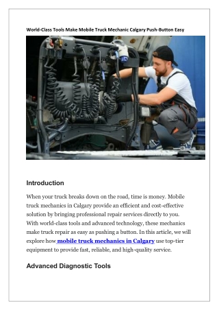 world class tools make mobile truck mechanic