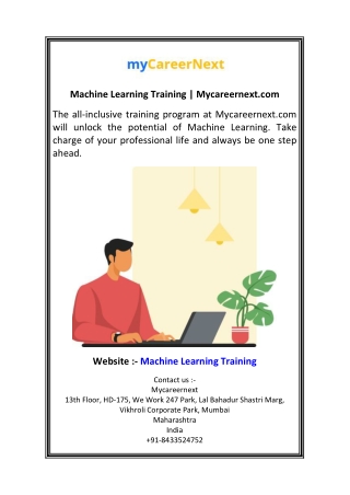machine learning training mycareernext com