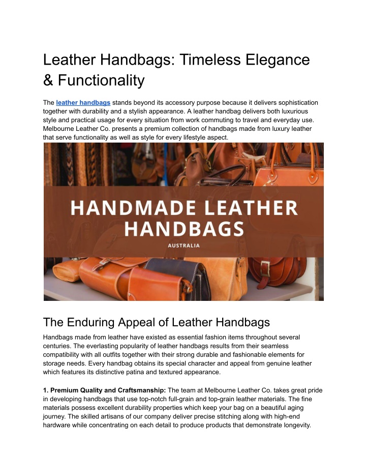 leather handbags timeless elegance functionality