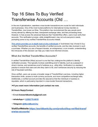 Top 16 Sites To Buy Verified Transferwise Accounts (Old …