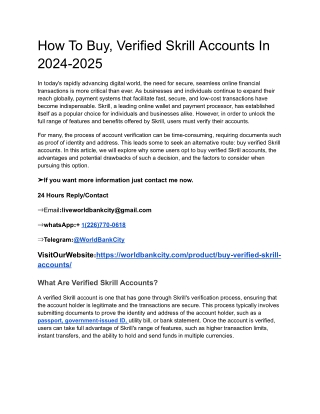 How To Buy, Verified Skrill Accounts In 2024-2025