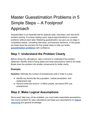 Master Guesstimation Problems in 5 Simple Steps – A Foolproof Approach