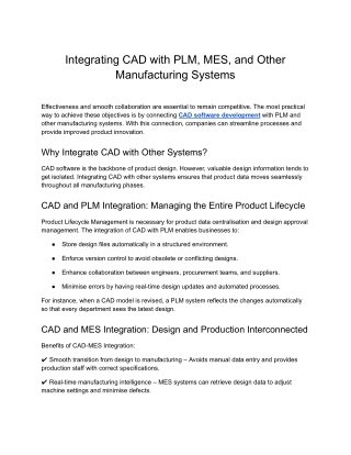 Prescient- Integrating CAD with PLM, MES, and Other Manufacturing Systems