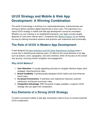 ui ux strategy and mobile web app development