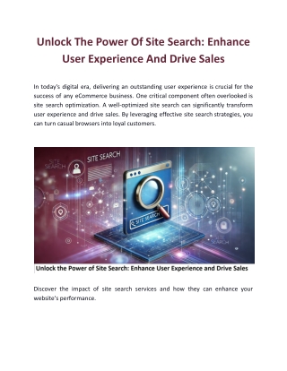 Unlock the Power of Site Search: Enhance User Experience and Drive Sales