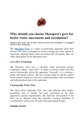 Why should you choose Maxspect's gyre for better water movement and circulation