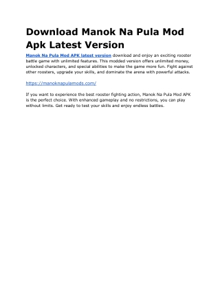 Download Manok Na Pula Mod Apk Latest Version