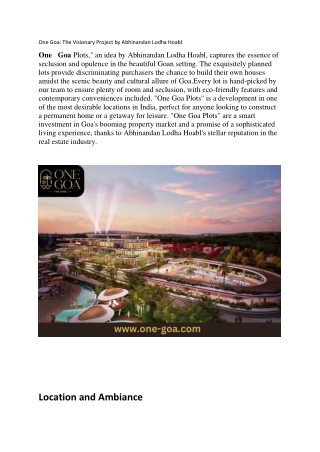One Global Goa Plots House Of Abhinandan Lodha Hoabl Location Brochure Address P