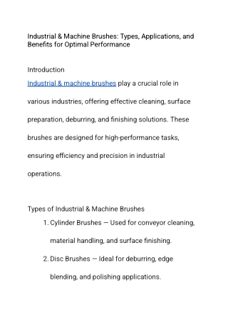 industrial machine brushes types applications