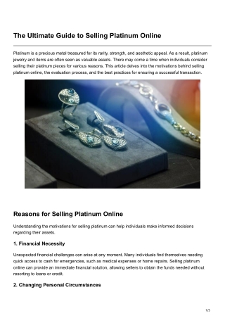 The Ultimate Guide to Selling Platinum Online