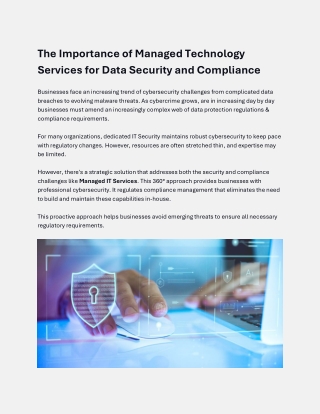 The Importance of Managed Technology Services for Data Security and Compliance