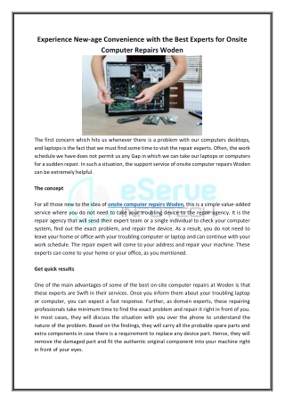 Experience New-age Convenience with the Best Experts for Onsite Computer Repairs