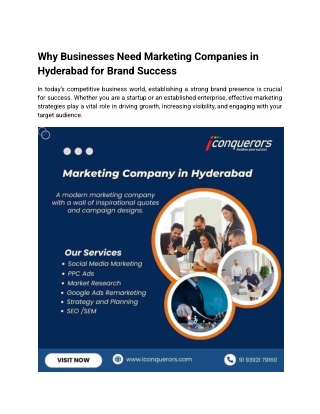 Why Businesses Need Marketing Companies in Hyderabad for Brand Success