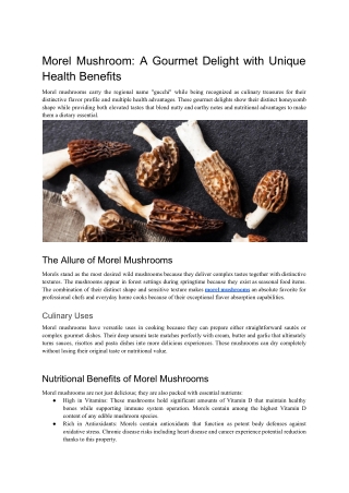Morel Mushroom_ A Gourmet Delight with Unique Health Benefits - Aayurja - Jan'25