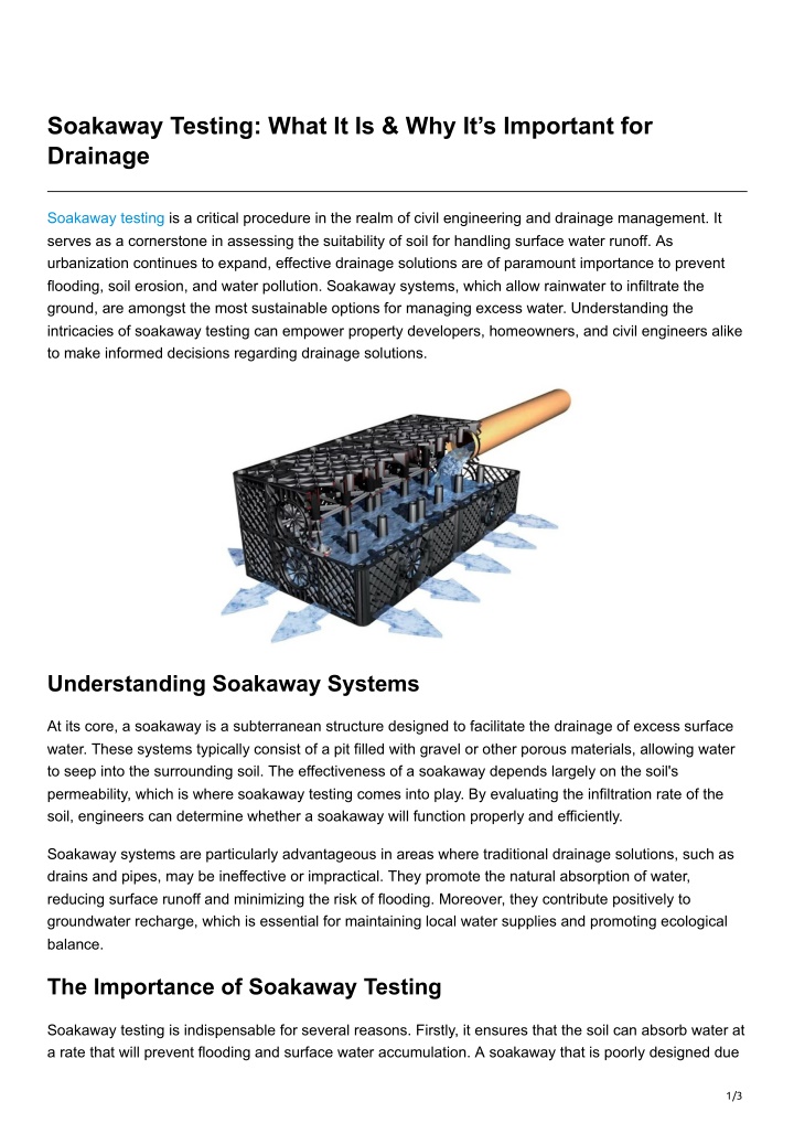 soakaway testing what it is why it s important