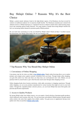 Buy Shilajit Online_ 7 Reasons Why It's the Best Choice - Aayurja - Jan'25
