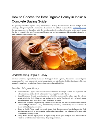How to Choose the Best Organic Honey in India_ A Complete Buying Guide - Aayurja - Jan'25