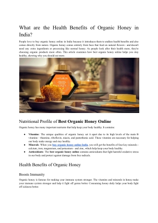 What are the health benefits of organic honey in India_ - Aayurja - Jan'25