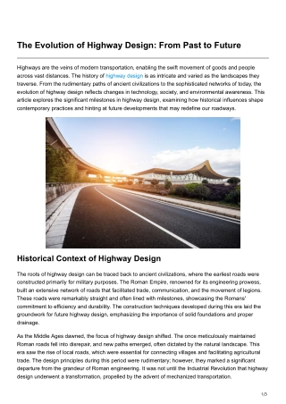 The Evolution of Highway Design From Past to Future