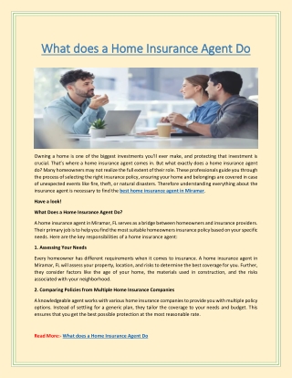 What does a Home Insurance Agent Do