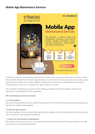 Mobile App Maintenance Services