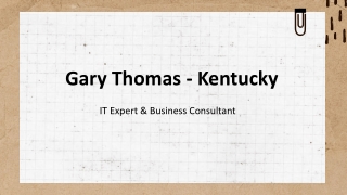 Gary Thomas (Kentucky) - A Courageous Pioneer