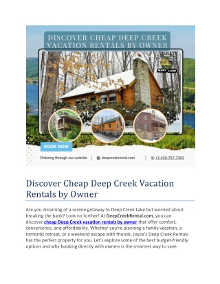 Discover Cheap Deep Creek Vacation Rentals by Owner