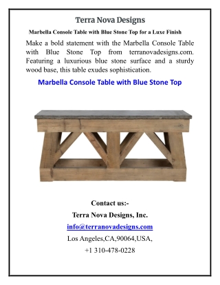 Marbella Console Table with Blue Stone Top for a Luxe Finish