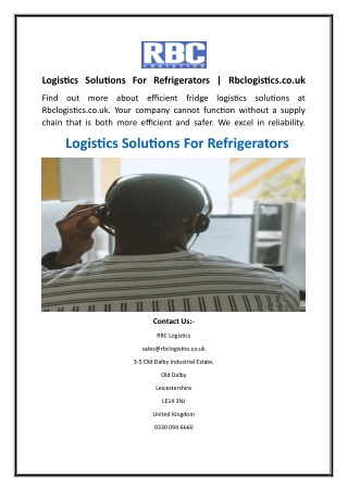 Logistics Solutions For Refrigerators  Rbclogistics.co.uk