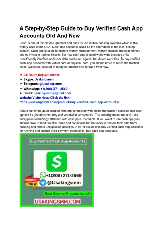 A Step-by-Step Guide to Buy Verified Cash App Accounts Old And New