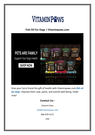 Fish Oil For Dogs  Vitaminpaws