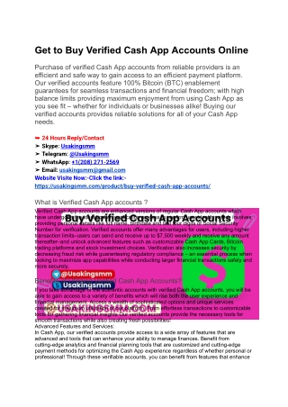 Get to Buy Verified Cash App Accounts Online